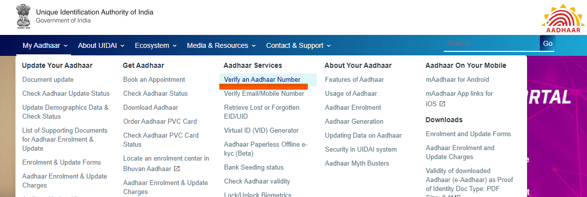 aadhaar mobile check